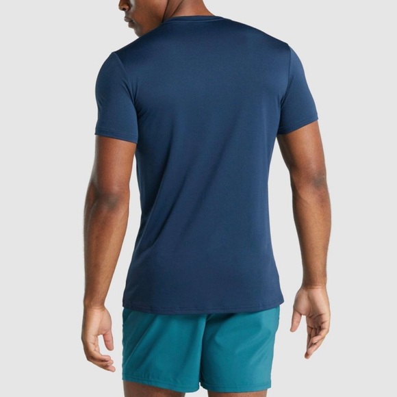 Gymshark Arrival Navy Logo Outline Dry-fit Men’s Tee T-Shirt Athletic Workout - Picture 2 of 7